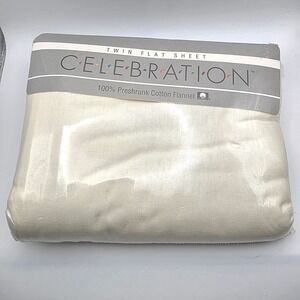 Vintage Celebration Twin Flat Sheet 100% Preshrunk Cotton Flannel Cream New